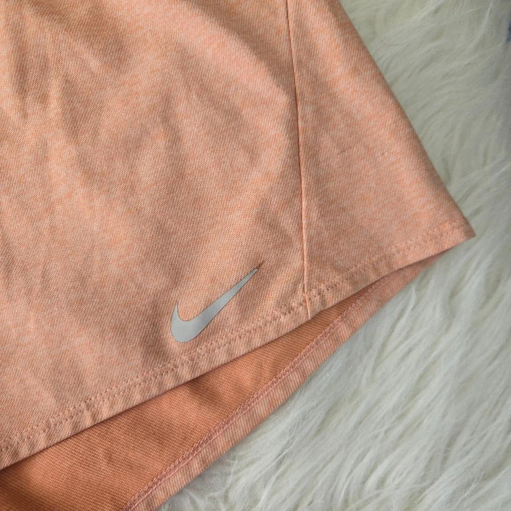 Nike Dri-FIT Womens Running Shorts Orange Heathered Elastic Waist Gym Large‎